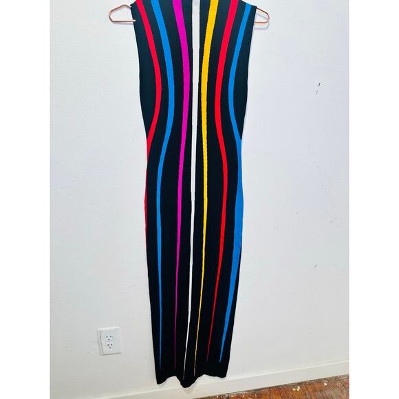 VICTOR GLEMAUD Rainbow Striped Mock Neck Sleeveless Sheath Dress Size XS - Picture 10 of 16